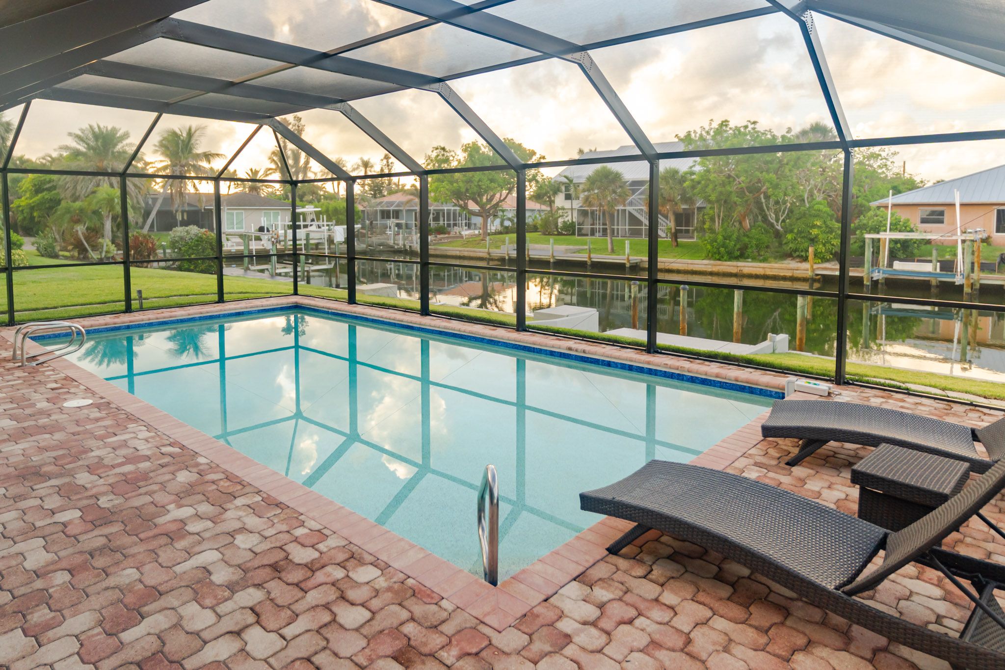 Wide lanai and pool view.
