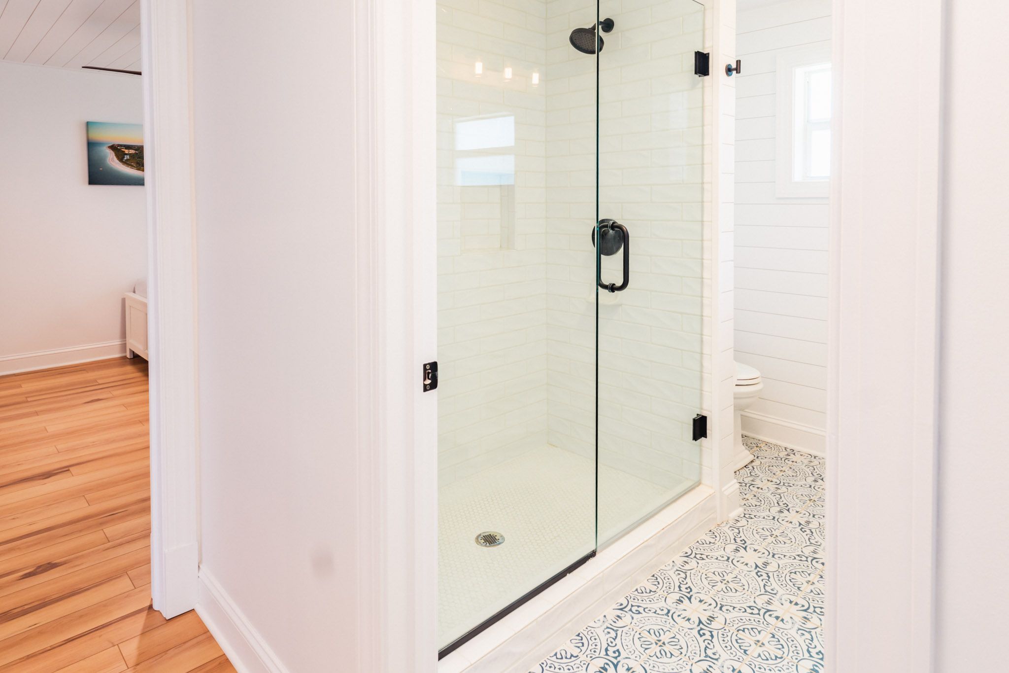 Bathroom vanity with natural light.