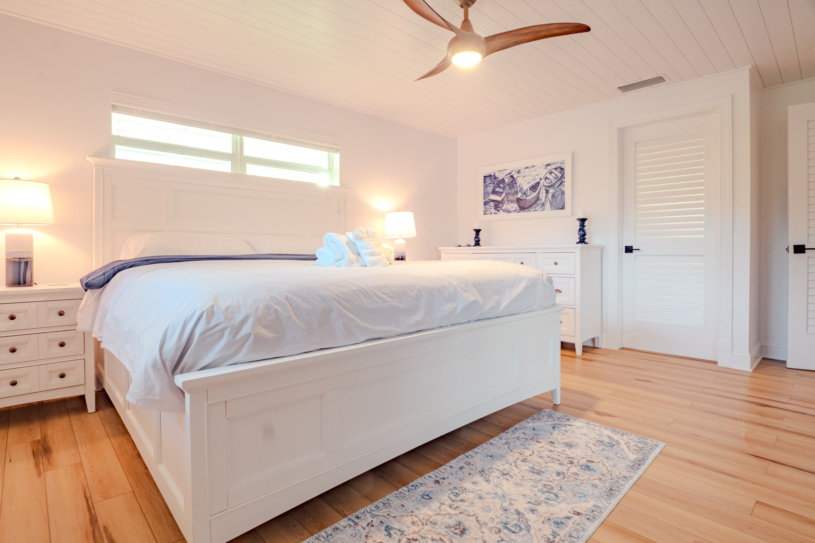 Kids room with beach-inspired layout.