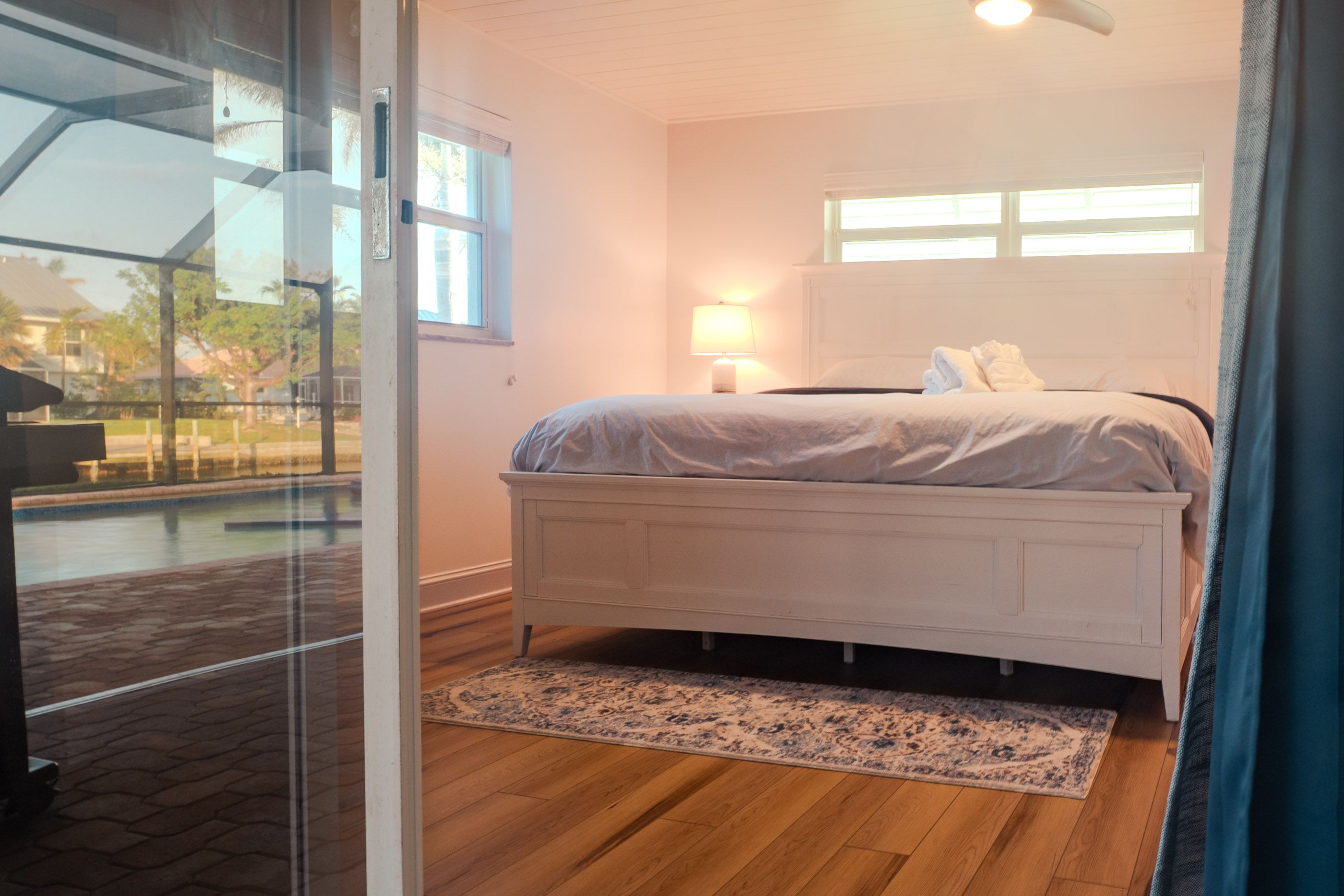 Guest twin room with bright natural light.
